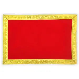 Red Velvet Aasan/ Rectangle /Cloth for Puja/Chowki Aasan /Cloth for God Idols, Home Mandir, Temple and Pooja Ghar (Pack of 1)