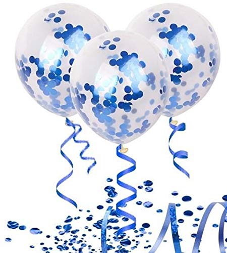 Blue Confetti Balloons For Decoration 5 Pcs