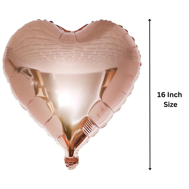 Rose Gold Heart Foil Balloon Size - 16 Inch (Pack of 1)