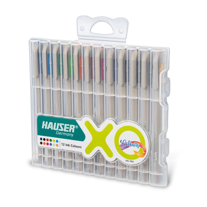 Hauser XO Multicolor Gel Pen with Hard Box Case - Pack Of 10 - Multicolor