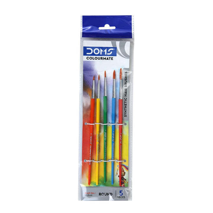 DOMS Colourmate Round Synthetic Paint Brush Set 5 Pcs