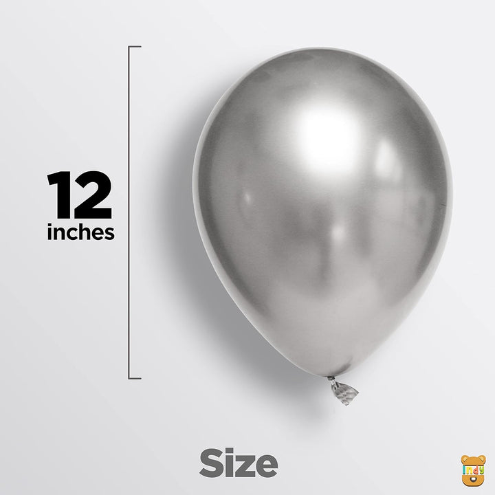 Silver Metallic Chrome Balloons 25 Pcs