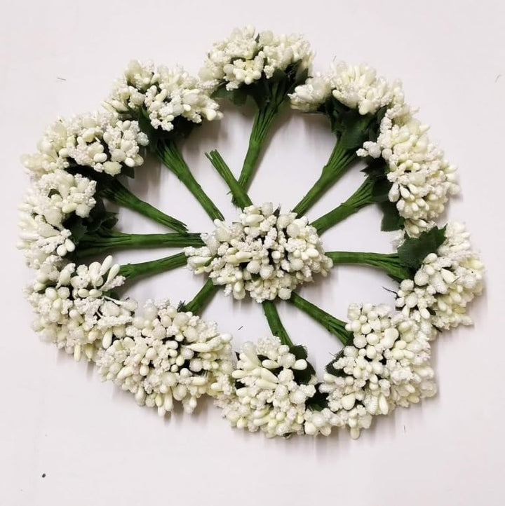 Artificial pollen white flowers for tiara making and Jewelry making