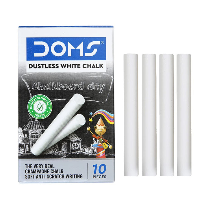 Doms Non-Toxic White Chalk 10 Pcs