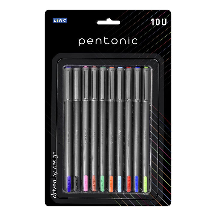 Pentonic 1.0mm Ball Pen Blister Set of 10 Pens | Multicolor Color )