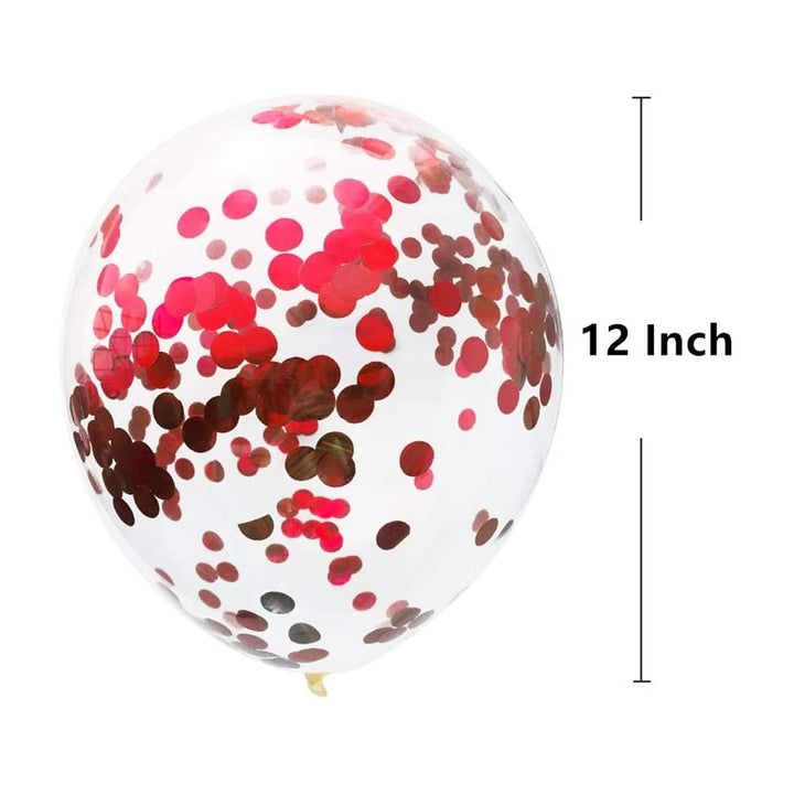 Red Confetti Balloons For Decoration 5 Pcs
