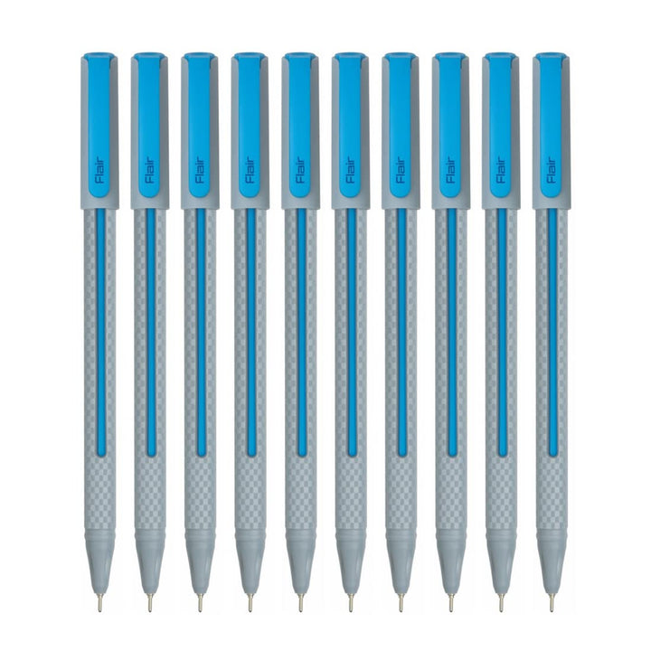 FLAIR Yolo 0.6mm Ball Pen, Blue Ink, Pack of 10 Pens