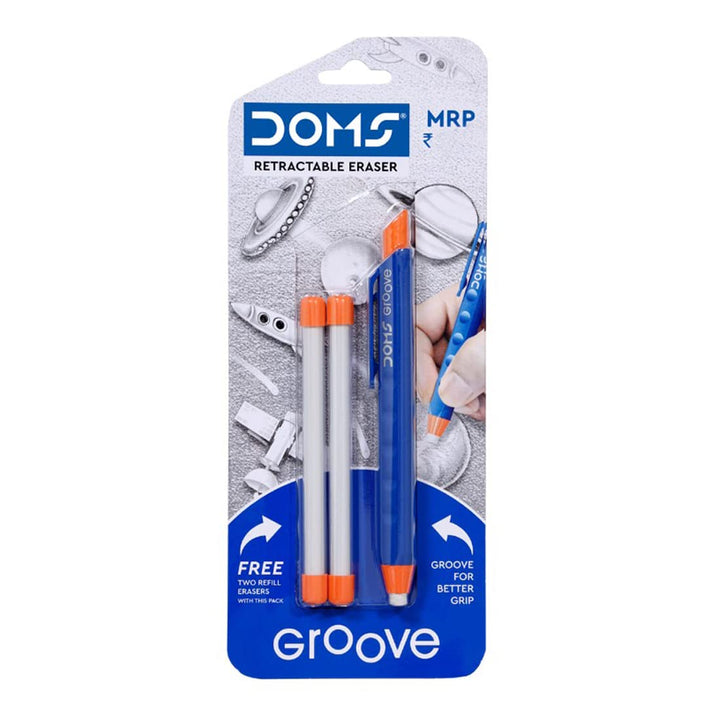 Doms Groove Retractable Eraser -Free 2 Refill Eraser (Pack of 1)