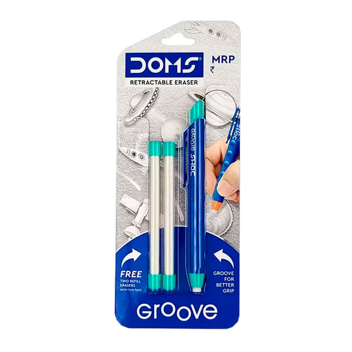 Doms Groove Retractable Eraser -Free 2 Refill Eraser (Pack of 1)