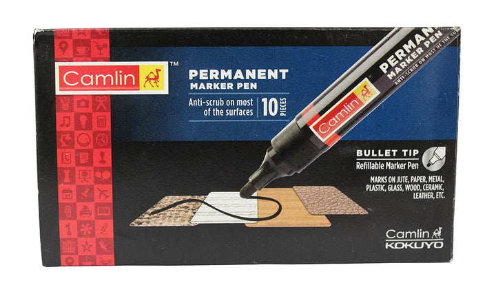Camlin Bold-E Black Permanent Marker (Pack of 10)