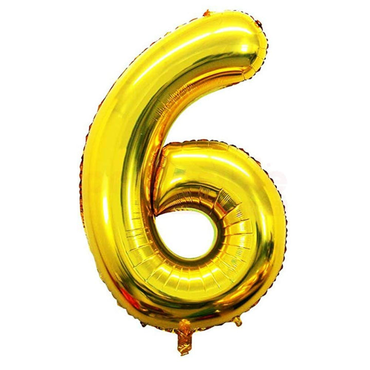 Number Foil Balloon Golden Colour 16 Inch Golden-6 Digit - Golden-6