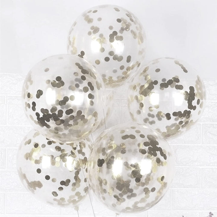 Silver Confetti Balloons For Decoration 5 Pcs