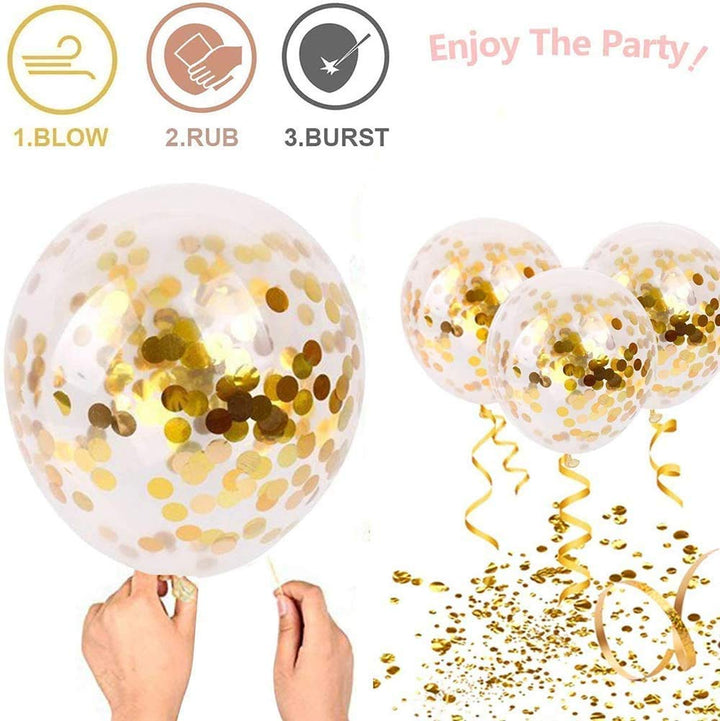 Golden Confetti Balloons For Decoration 5 Pcs