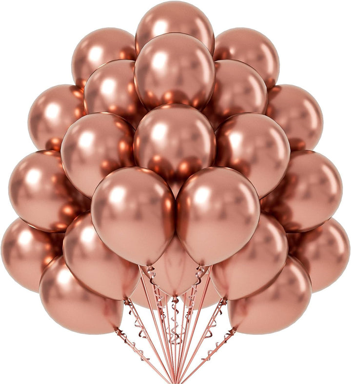 Rose Gold Metallic Chrome Balloons 25 Pcs