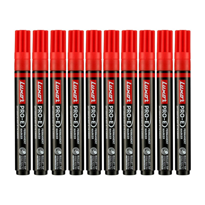 Luxor Refillable Permanent Marker In Brilliant Red Pack Of 10
