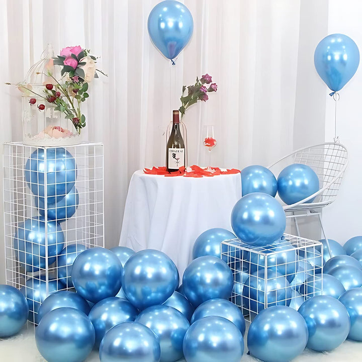 Light Blue Metallic Chrome Balloons 25 Pcs