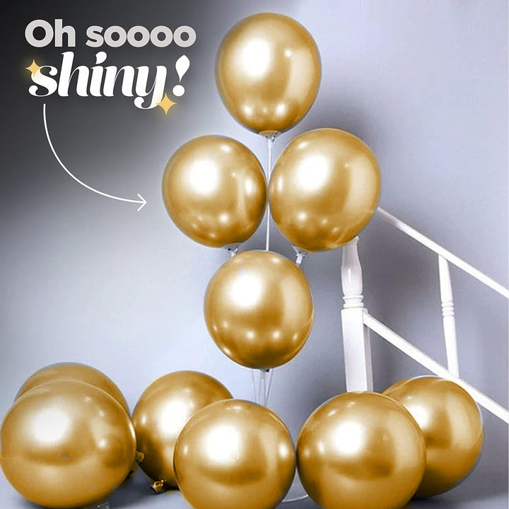 Golden Metallic Chrome Balloons 25 Pcs