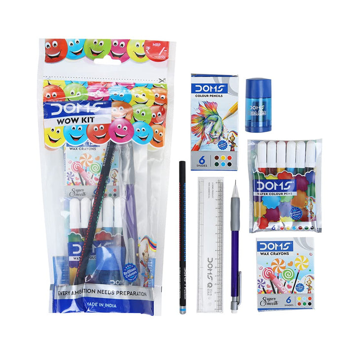 Doms  Wow Craft Kit | Perfect Value Pack | Kit for Creative Minds | Gifting Range for Kids | Combination of 7 Stationery Items, Multicolor