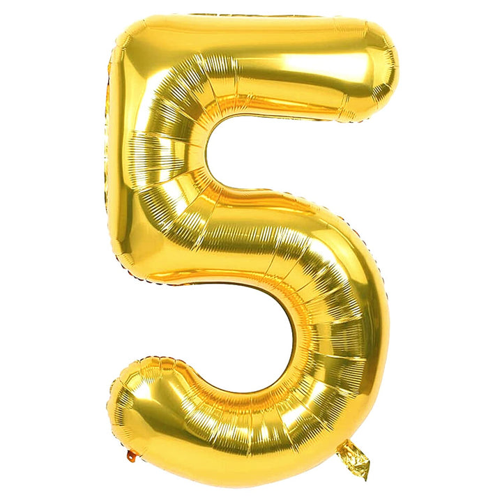 Number Foil Balloon Golden Colour 16 Inch Golden-5 Digit - Golden-5