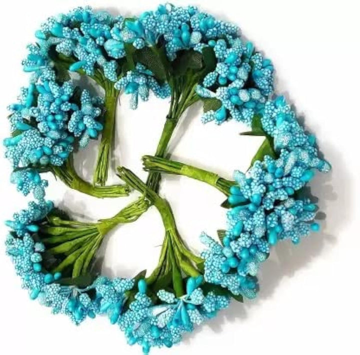 Artificial pollen sky blue flowers for tiara making and Jewelry making