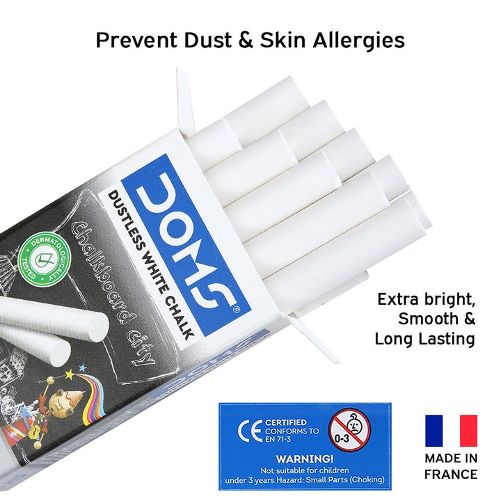 Doms Non-Toxic White Chalk 10 Pcs