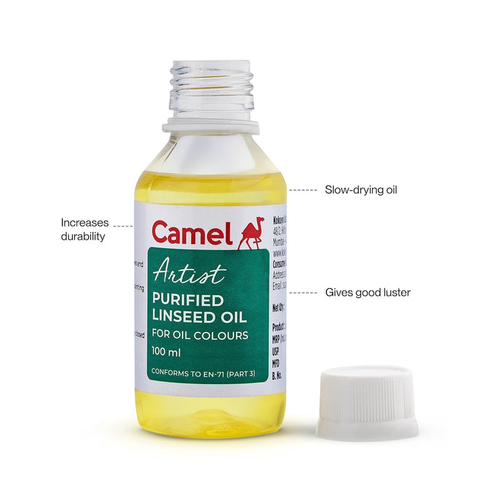 Camel Artist Purified Linseed Oil for Oil Color, 100ml (Yellow)