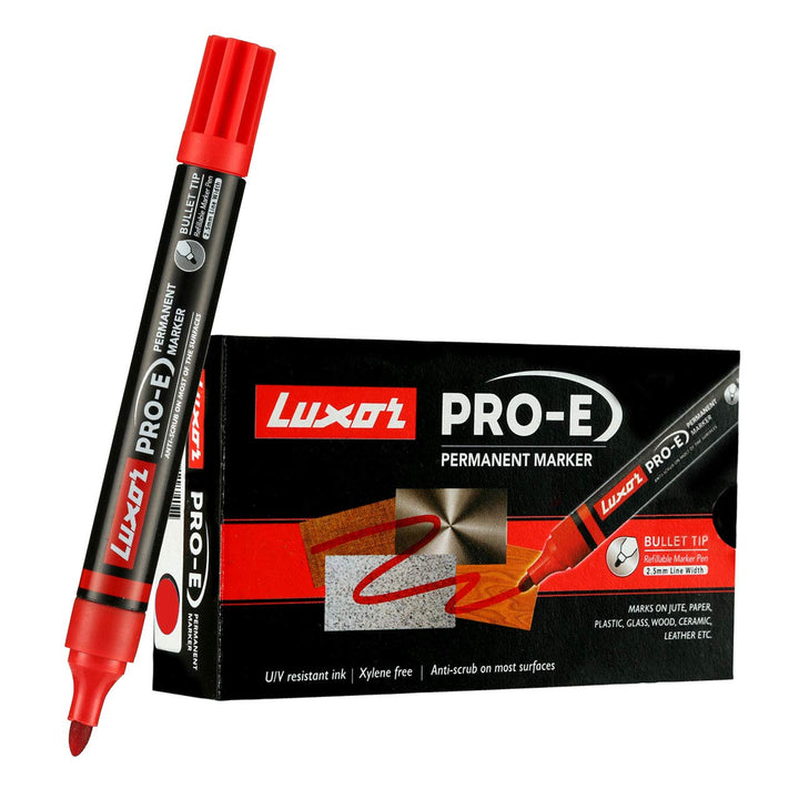 Luxor Refillable Permanent Marker In Brilliant Red Pack Of 10