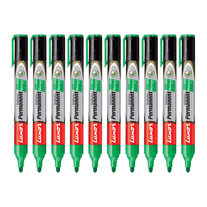 Luxor Refillable Permanent Marker In Brilliant Green Pack Of 10