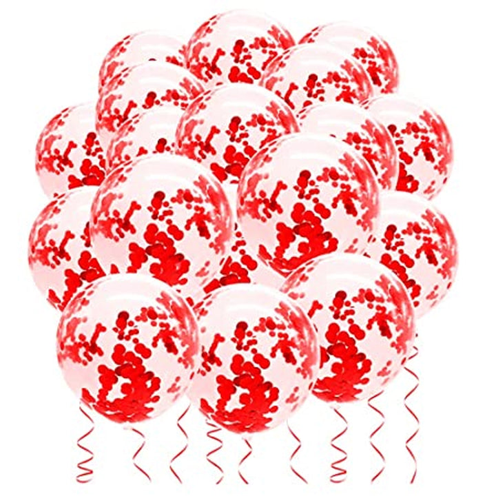 Red Confetti Balloons For Decoration 5 Pcs
