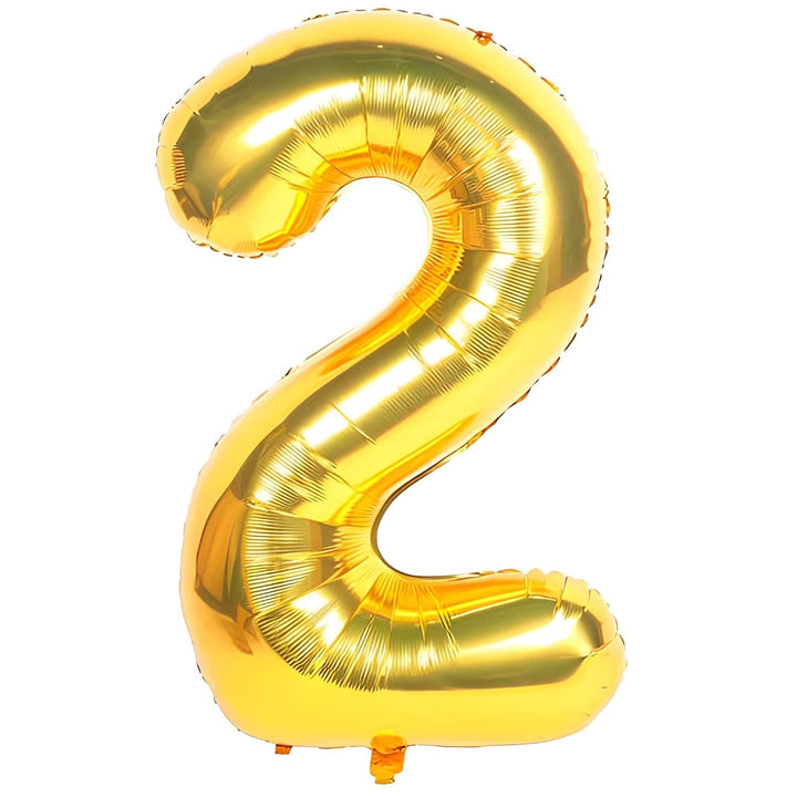 Number Foil Balloon Golden Colour 16 Inch Golden- 2 Digit - Golden-2