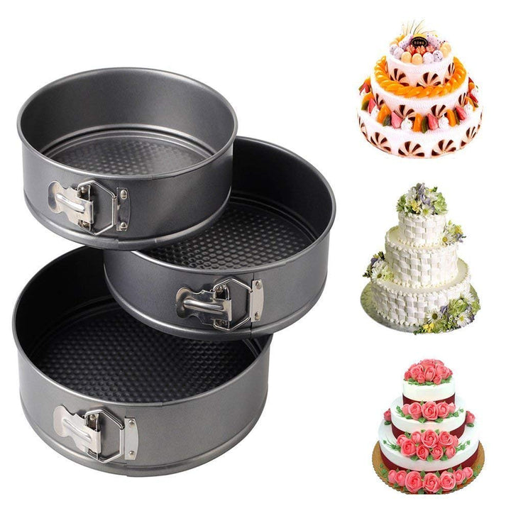 Coated Spring Form Cake Mould Pan Set -Set Of 3- (Cake Mould Set)