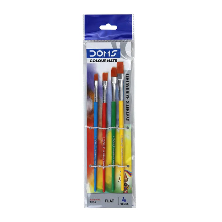 DOMS Colourmate Flat Synthetic Paint Brush Set 4 Pcs