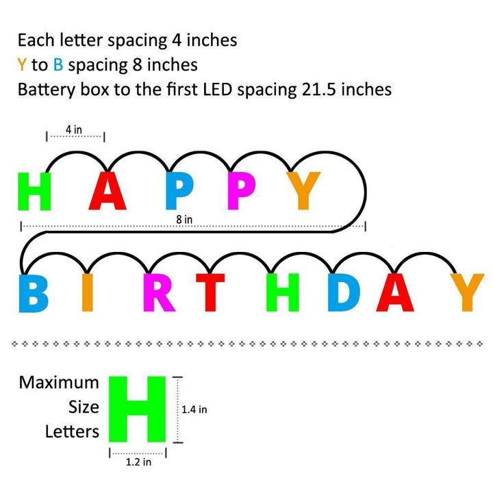 Happy Birthday Lights - 13 Led Letter Battery Operated String Lights Birthday Party Decorations (Multi Color)