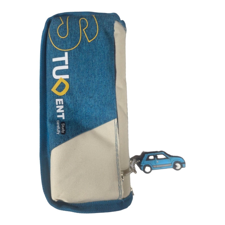 Student Blue Pencil Pouch With Car Keychain