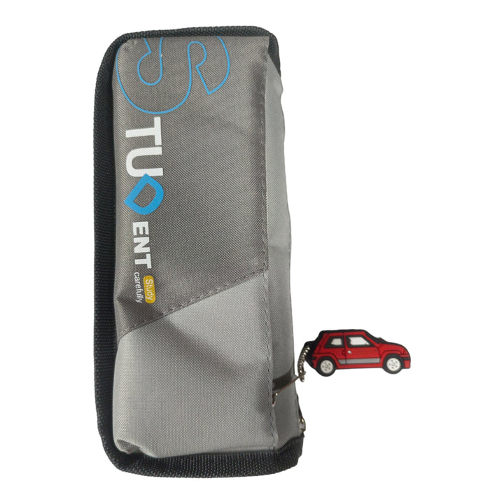 Student Grey Pencil Pouch With Car Keychain