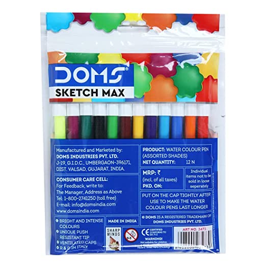 DOMS, Sketch Pens - SKETCH MAX- Set of 12.