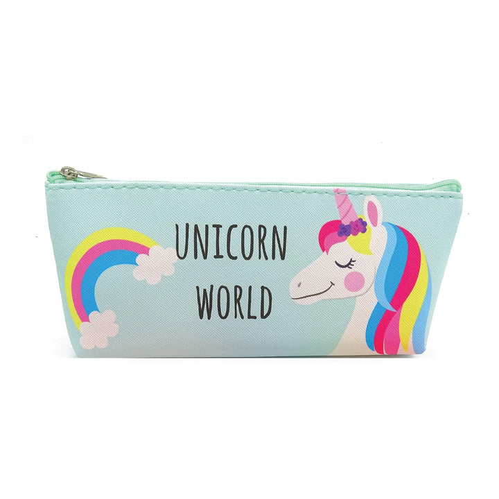 Light Green Unicorn Printed Zipper Closer Pencil Case Coin Pouch Stationery Pouch