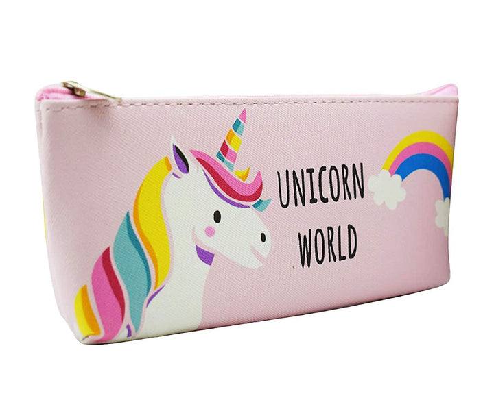 Pink Unicorn Printed Zipper Closer Pencil Case Coin Pouch Stationery Pouch