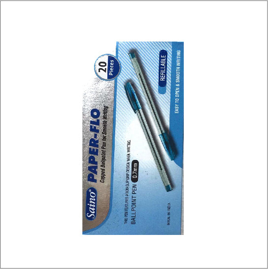 Saino Paper-Flo Ball Pen  (Pack of 20, Blue)